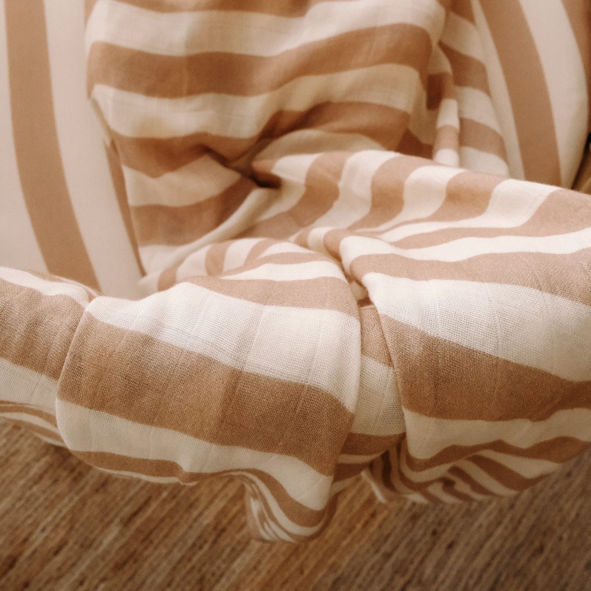 Bassinet | Fitted Sheet/Change Pad Cover | Organic - Coffee Stripe - Image 11