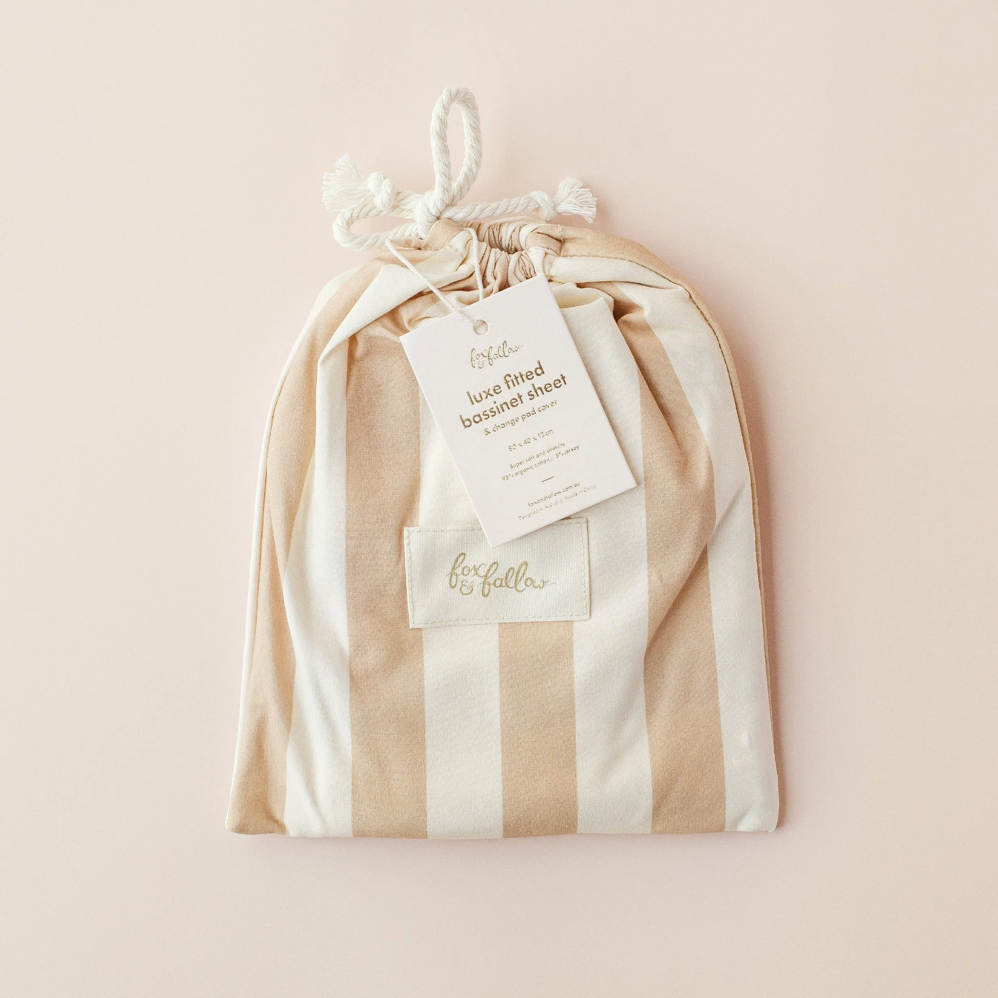 Bassinet | Fitted Sheet/Change Pad Cover | Organic - Coffee Stripe - Image 19
