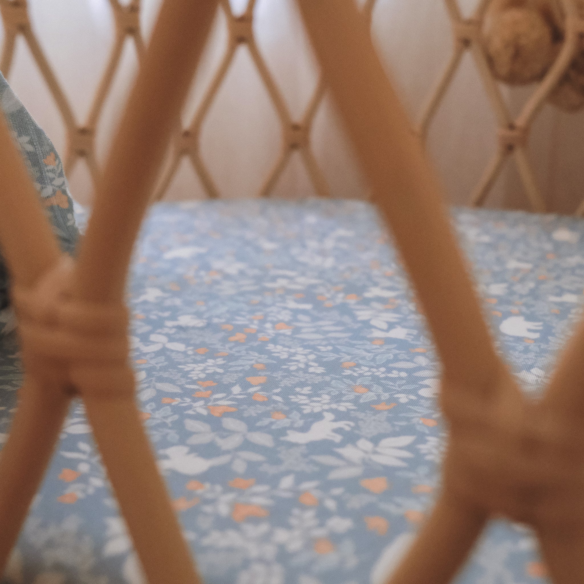 Bassinet | Fitted Sheet/Change Pad Cover | Organic - Forest Friends Cornflower - Image 3