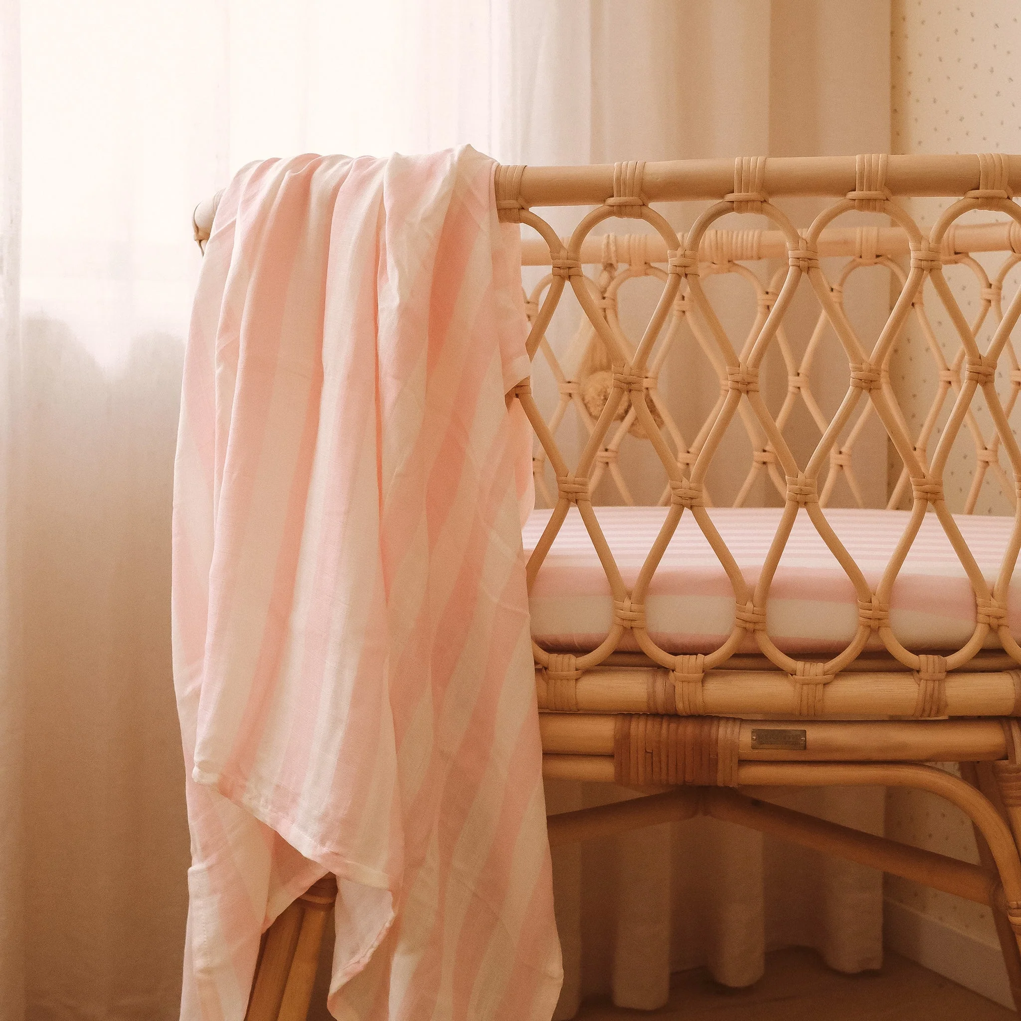 Bassinet | Fitted Sheet/Change Pad Cover | Organic - Petal Stripe - Image 13