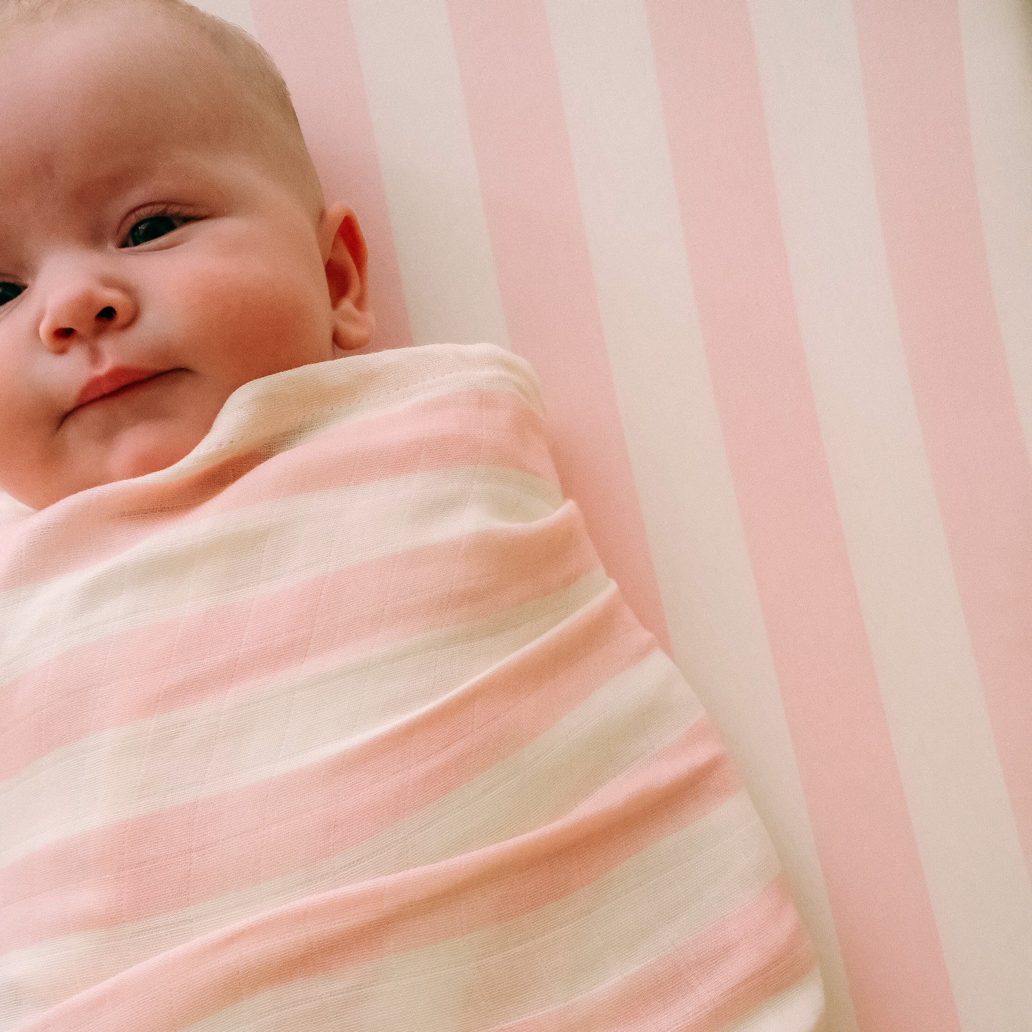 Bassinet | Fitted Sheet/Change Pad Cover | Organic - Petal Stripe - Image 14