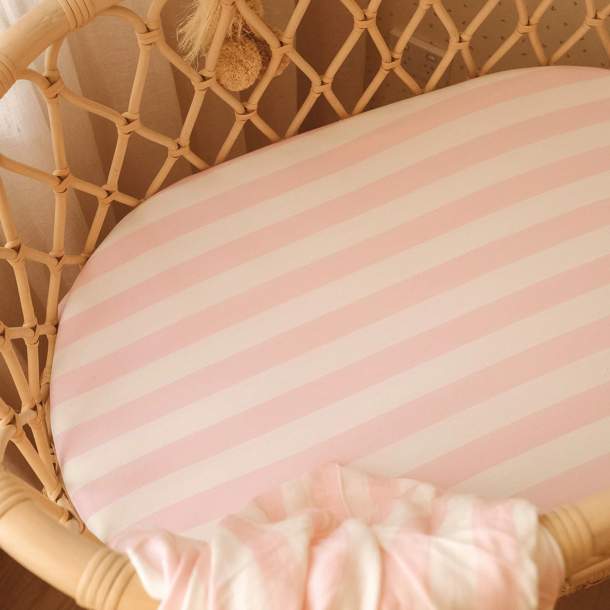 Bassinet | Fitted Sheet/Change Pad Cover | Organic - Petal Stripe - Image 16