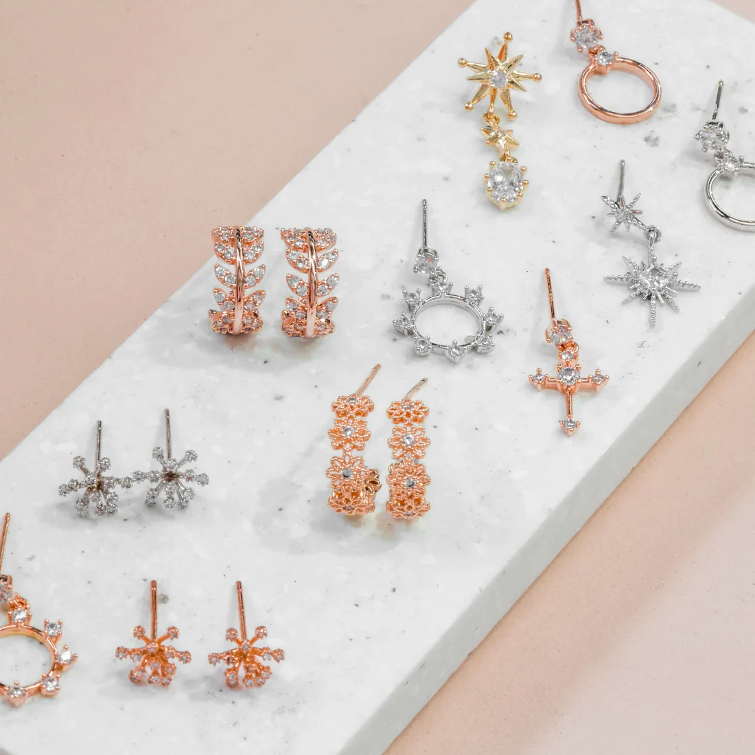 Drop Earring Diamante Cross - Silver - Image 3
